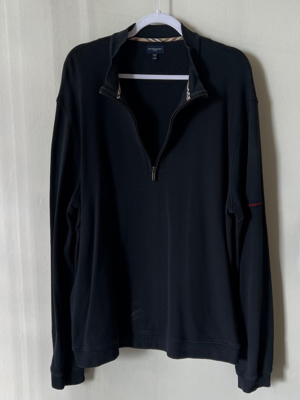 👕 Men's Burberry 1/4 Zip Pullover - Black XXL 👕